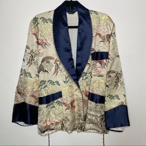 Vintage Silk Brocade Fukubon Kimono Smoking Jacket